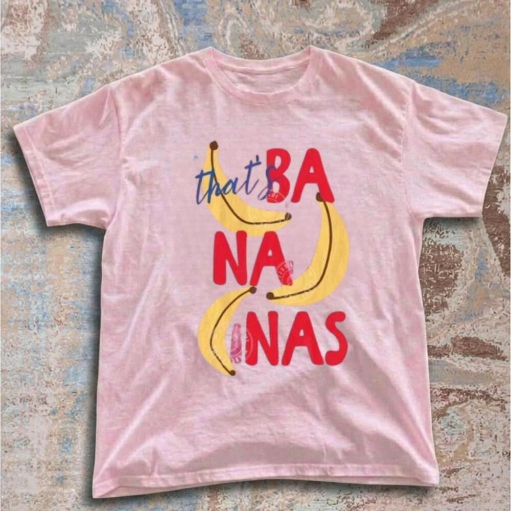 Graphic Tee With Yellow Bananas And The Words _That_S Bananas_